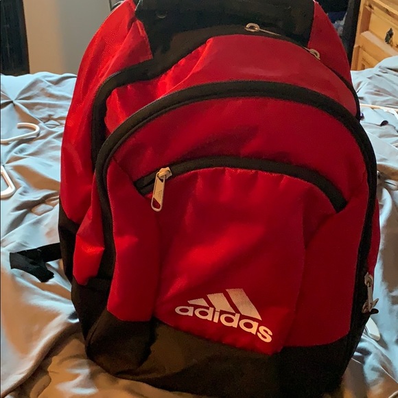 adidas red and black backpack